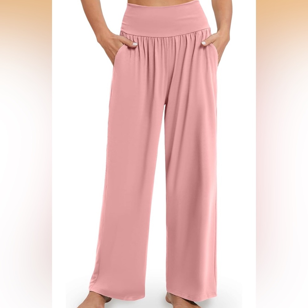 New XXL Gracyoga blush pink High Waisted Wide Leg Casual Flowy Yoga Pants